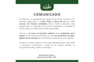 Tolimán evacúa comunidades por incendio que amenaza zonas habitacionales