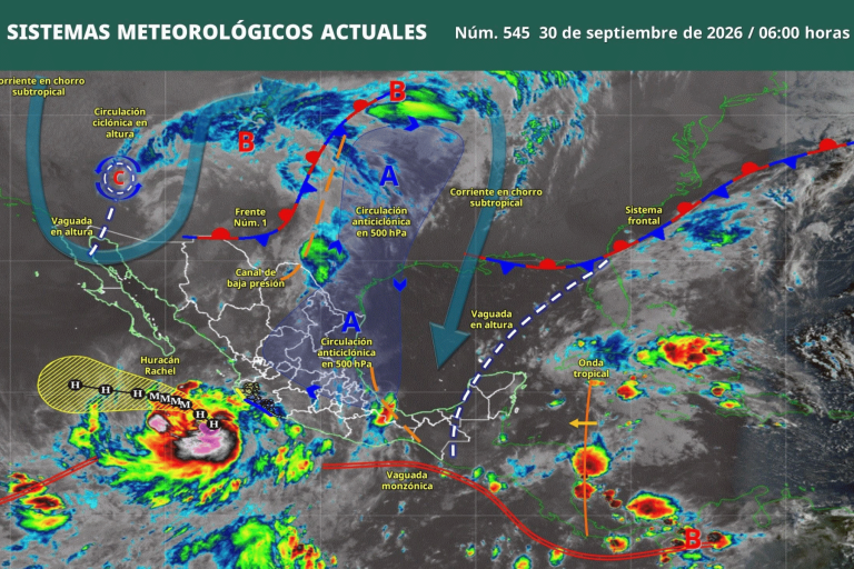 Huracán Rachel alcanza categoría 1 y mantiene en alerta a estados del Pacífico